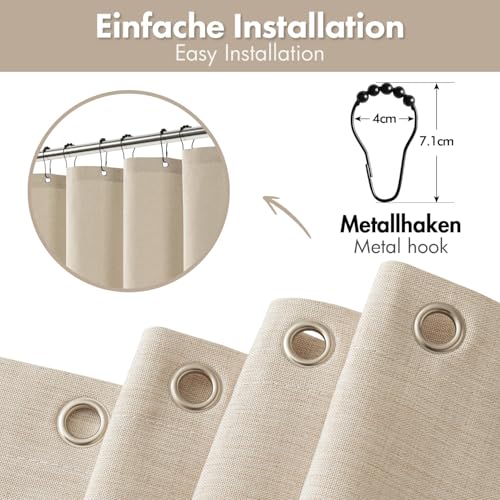 Rideau de douche polyester lourd imperméable beige 200x200 cm - 4