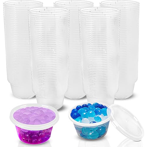 Image of 150 Pcs 4 Oz Slime Containers with Lids Small Storage Containers Plastic Foam Ball Storage Containers Portion Cups Storage Jars with Lids for Slime DIY Art Craft Making Salad Dressing Food