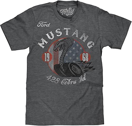 Tee Luv Ford Mustang Cobra T-Shirt - Retro 1968 Ford Mustang Shirt (XX-Large) Charcoal Heather