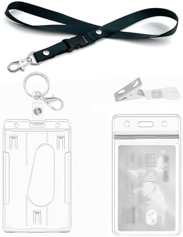 Hard Badge Holder 25 Pack Hard Plastic ID Badge Holders With Thumb Slots - 2 Card Capacity Vertical Holders Name Badge Holders