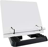 Marca Fácil Suporte para Livro e Notebook Resistente Ergonômico Durável Leve Portátil 19 Níveis de Ajuste com Prendedores de Páginas Branco M02