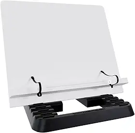 Marca Fácil Suporte para Livro e Notebook Resistente Ergonômico Durável Leve Portátil 19 Níveis de Ajuste com Prendedores de Páginas Branco M02