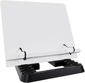 Marca Fácil Suporte para Livro e Notebook Resistente Ergonômico Durável Leve Portátil 19 Níveis de Ajuste com Prendedores de Páginas Branco M02