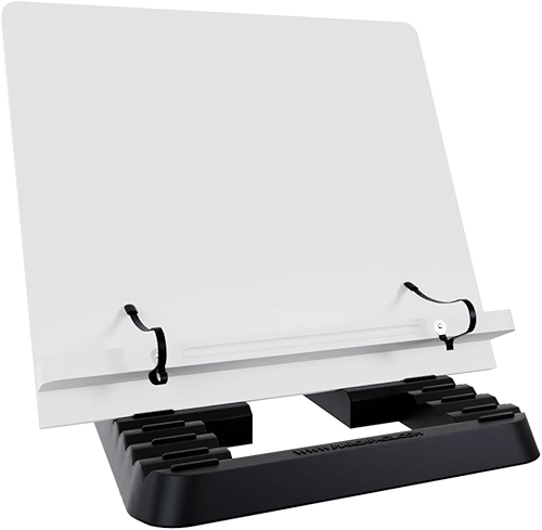 Marca Fácil Suporte para Livro e Notebook Resistente Ergonômico Durável Leve Portátil 19 Níveis de Ajuste com Prendedores de Páginas Branco M02