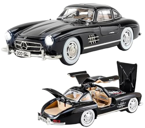 Image of Benz 300 SL Classic Car Model Zinc Alloy Pull Back Toy Car with Sound & Light, for Kids, Boys & Girls, Ages 3+ (Black)