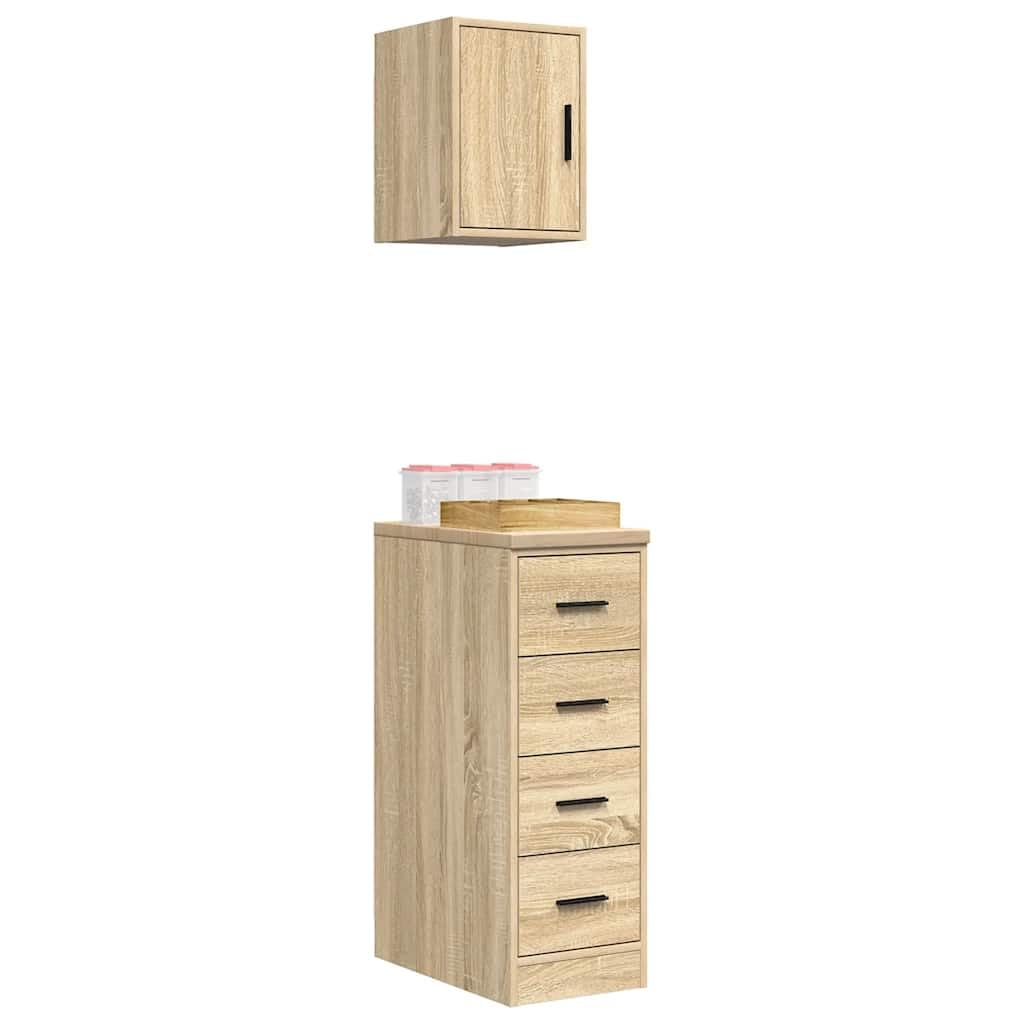 Armoires de Garage 2 pcs chêne Sonoma Bois d'ingénierie,Entreprise & Industrie,Stockage Industriel,Armoires industrielles,27.5 kg-3328316
