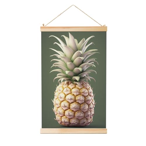 Poster ananas suspendu en toile et bois de 91,4 x 61 cm pour la déco de salon