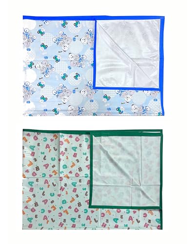 Image of EcoSoft Plastic Sheet,PVC Sheet for Kids,Rubber Sheet for Babies,Bed Wetting Protector(90 x 135 cm) (Blue Bear & ABC123 Green)