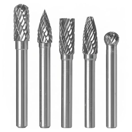Carbide Burr Bits KangTeer 5pcs 8mm Dia 1/4" Shank Double Cut Tungsten Carbide Rotary File Cutting Burs Tool Rotary Drill Die Grinder Bits
