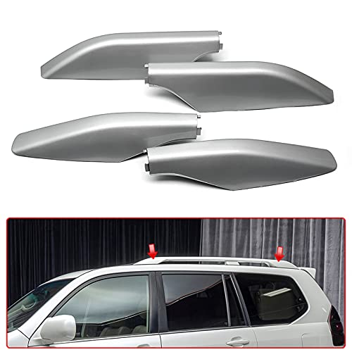 G Brand Car Roof Rack Rails End Shell Cover for Lexus GX470 GX 470 2003 2004 2005 2006 2007 2008 2009, 4pcs Silver Protection Caps