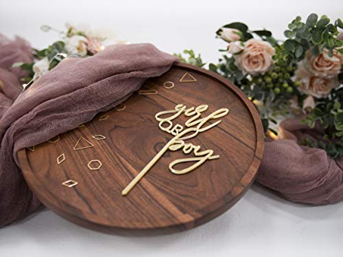 Ls Designs Gender Reveal Girl Or Boy Baby Shower Cake Topper Gold Acrylic 4 Inches X 7 1/2 Inches Full Gold Acrylic Baby Shower Gender Reveal Cake Topper #TOP2