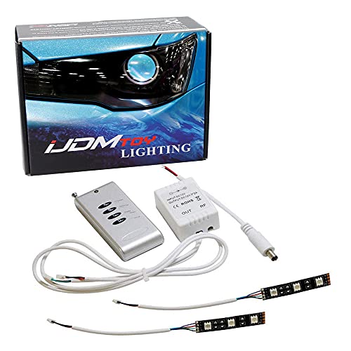 iJDMTOY (2) 3-SMD-5050 RGB LED Demon Eye w/Remote Compatible With Car Motorcycle Projector Headlight Demon Eyes Retrofit