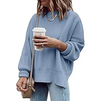 Saodimallsu Jersey de manga larga para mujer, cuello redondo