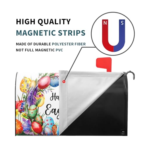 Image of Easter Mailbox Covers Magnetic Standard Size 18 X 21 Inch Egg Bunny Floral Magnetic Mailbox Covers Spring Easter Mailbox Wraps Post Box Cover Decoration Outdoor Garden Home Yard Outside