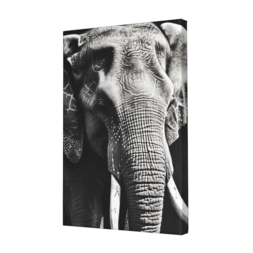 Toile murale encadrée éléphant noir et blanc art moderne salon