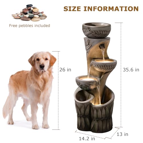 Image of 4 Tiered Water Fountain Outdoor Waterfall Fountains