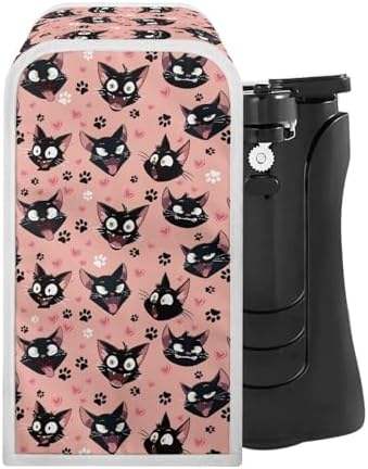 Annejudy Cute Black Cats Electric Can Opener Covers Stain Protection Small Appliance Cover for Kitchen Appliance Cover Home Decor 5.7×5.7×10 inches