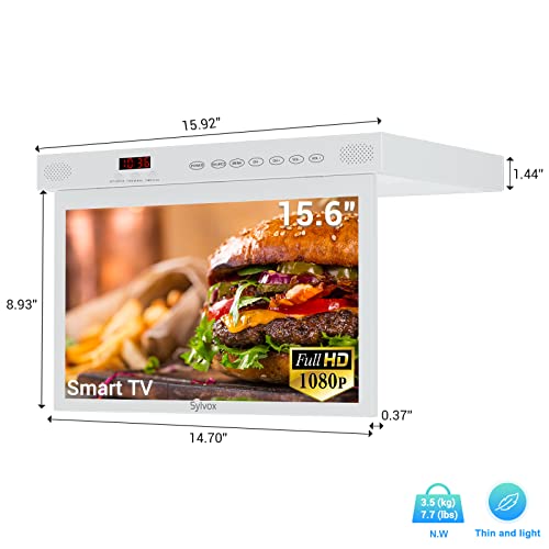 SYLVOX Kitchen TV,15.6 inch Under Cabinet TV, Televison for Kitchen, Smart TV Built-in APP Store, Support WiFi Bluetooth, 1080P Small TV for RV Camper, Bedroom, Boat - Thumbnail 2