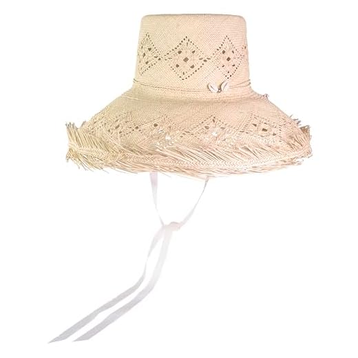 Sensi Studio, Open Weave "El Campesino" Hat, Medium, Natural Straw / White Slim Width Band