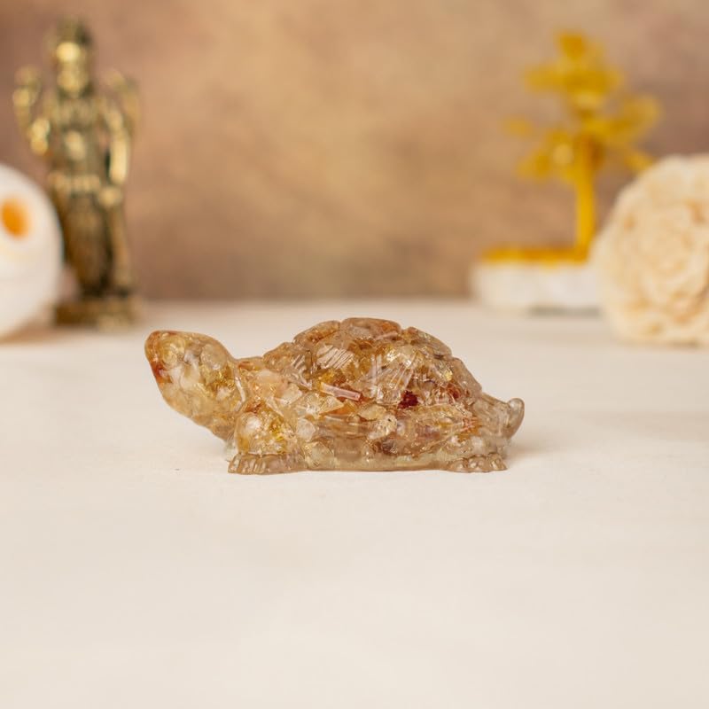 Image of Astrotalk Citrine Tortoise (Kachhua) 2.7x1 Inch | Resin Turtle for Wealth & Prosperity | Tortoise for Good Luck for Home | Vastu Items for Housewarming Gift | Home Decor for Living Room