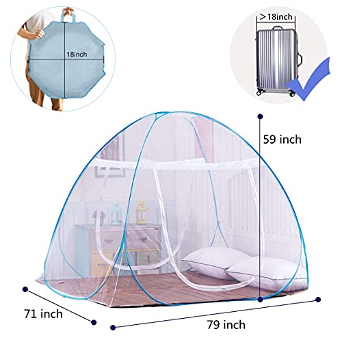 Ammer Pop-Up Mosquito Net Tent For Beds Portable Folding Design With Net Bottom For Baby Adults Trip (79 X71X59 Inch) #TOP3