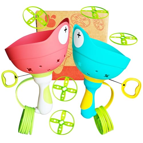 SUHEEUS Disc Launcher Toy Kids Yard Flying Spinner Fairy Hover Helicopter Propeller Toy Outdoor Capture Catching Chasing Game Gift for Boy Girl Age 4...