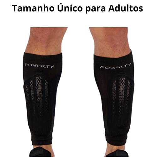 Kit Caneleira Futebol + Porta Caneleira Adulto Penalty Par Cor:Branco