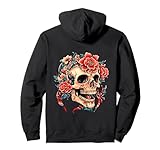 Tatouage néo-Traditionnel crâne et Pivoine Art Floral Ink Sweat à Capuche