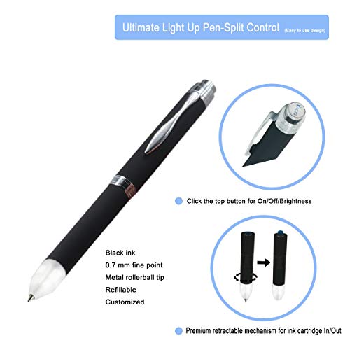 Led Pen, Yacig Led Light Up Pen, Intellectual Red Led Pen Two Brightness Adjustable, Powered By 1X Aaa Battery, Metal Barrel Heavy Weight, Pack Of 2- Red #TOP4