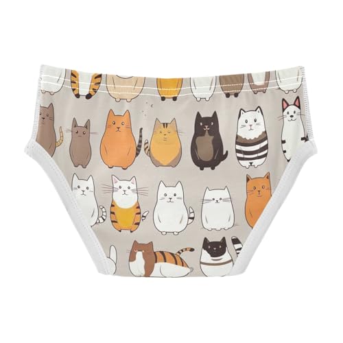 ODAWA Cats Cartoon Beige Tag Free Cotton Toddler Underwear, Toddler Boys Underwear 2T2