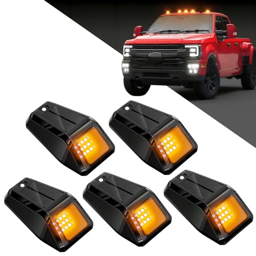 ALDST Solar Wireless Cab Lights for Truck Roof Amber 5PCS
