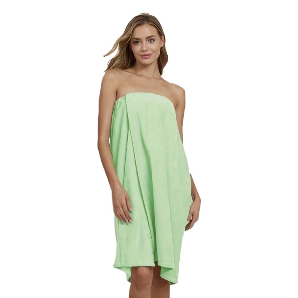 XINXIYUAN Soft Quick Dry Bathrobe Wrap Adjustable Towel Dress For Home Travel Spa Beach Swimming Pool(Green)