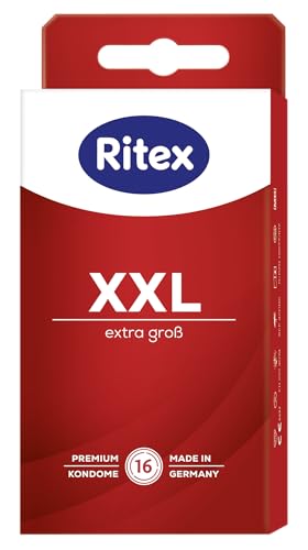 Ritex Kondome XXL – Extra große Kondome 16 Stück für mehr Komfort & intensives Empfinden, Kondom mit extra viel Gleitfilm – Vegan, dermatologisch getestet, Made in Germany Ritex Kondome XXL – Extra große Kondome 16 Stück für mehr Komfort & intensives Empfinden, Kondom mit extra viel Gleitfilm – Vegan, dermatologisch getestet, Made in Germany