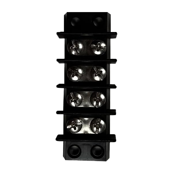 Marine Grade Terminal Block Buss Bar Dinkle BusBar Nickel Plated Brass Handles 12V UL 18-10AWG 35A 600V BussBar (Terminal Block 4 Circuit)