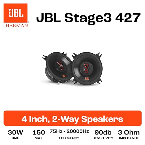 JBL Stage3 427 4 Inch 2-Weg Auto Luidsprekers, 150W Maximaal en 30W RMS, 75Hz-20000Hz Frequentiebereik, 3 Ohm Impedantie, Compact Ontwerp voor een Eenvoudige Upgrade van uw Fabrieks Audiosysteem - Afbeelding 3