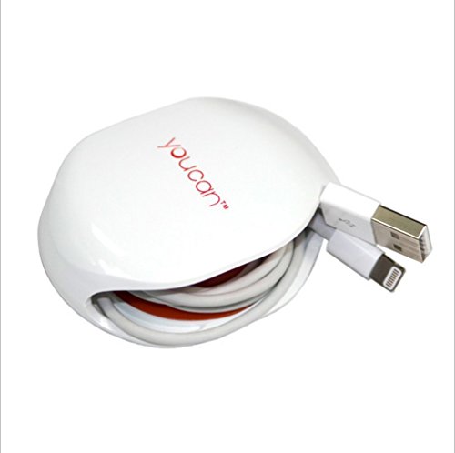 Higoo Automatic Cord Winder for Headphones, Earbuds, USB Cables and Phone, Tablet and Reader Chargers. Retractable Cable Wire Cord Wrap Winder Organizer. No More Tangled Cords (White)
