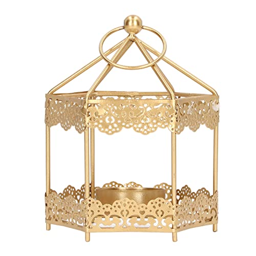 Keebgyy Metal Candle Lantern, Candle Holder Vintage Candle Stick, Candle Metal Candle Lantern Hex Shape Strong Metal Northern Europe Style Hanging Candle Lantern for Office Home Hotel for Wedding