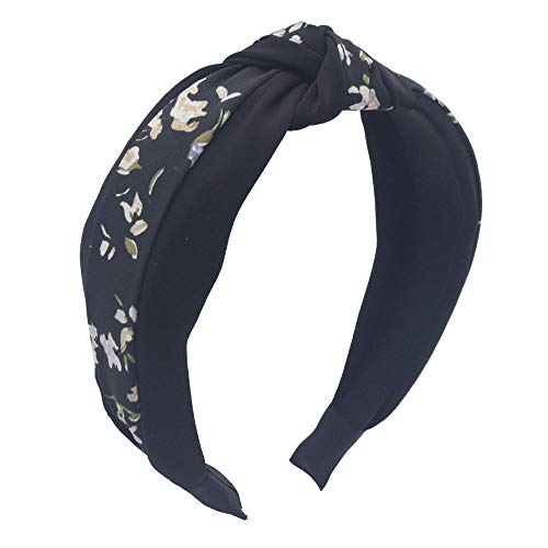 Headbands for Women,MHDGG 1Pcs Flower Knot Headband Wide Headband Turban Headband Bowknot Bows HeadwrapHead Band Elastic Hair Accessories for Women,Black