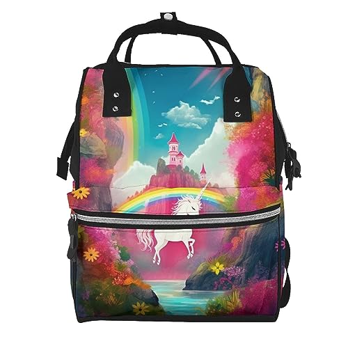 Sac à dos à langer rainbow noir parfait pour les sorties en famille avec bébé