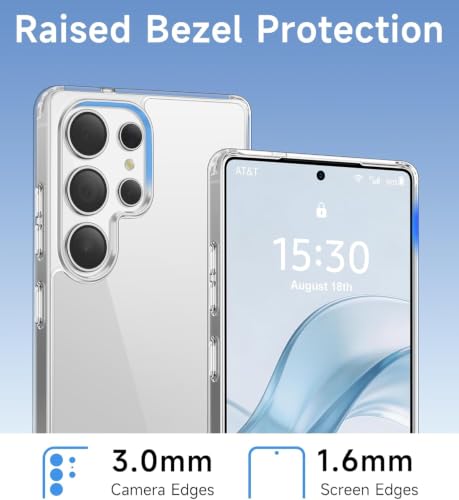 Image of ClearPC Clear Hard PC Case for Samsung Galaxy S25 Ultra, Anti-Yellow Transparent Back Cover, Anti-Scratch, Raised Camera Protection Shockproof Wireless Charging Compatible NonYellowing (Clear)