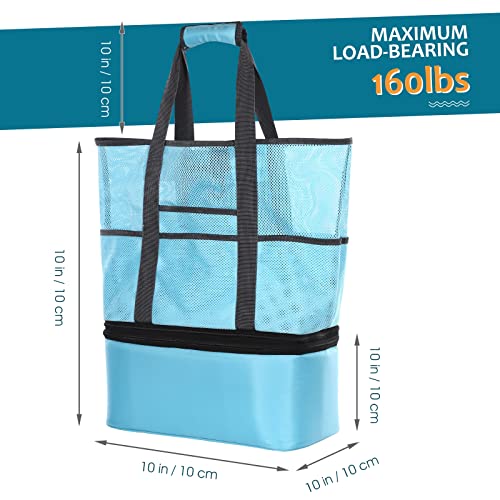 Mesh Beach Tote Bag Cooler: Waterproof Sandproof Extra Oversized 42L XL Large Pool Bags with Insulated Detachable Cooler Women Men Lightweight Family Foldable Totes Travel Swim Toy - Image 9