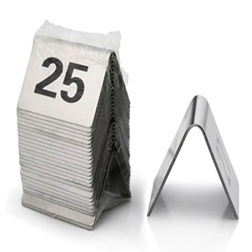 Numeri Da Tavolo 1-100 in Acciaio Inox Targhette Per Numeri Da Tavolo Riservati, Cartellini Per Numeri Da Tavolo Bifacciali, Porta-Tavoli a Tenda Per Ristoranti, Caffetterie Ed Eventi(1-25 (5x4cm))