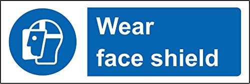 Mandatory signs Wear face shield Safety sign - 1.2mm Rigid plastic 300mm x 100mm
