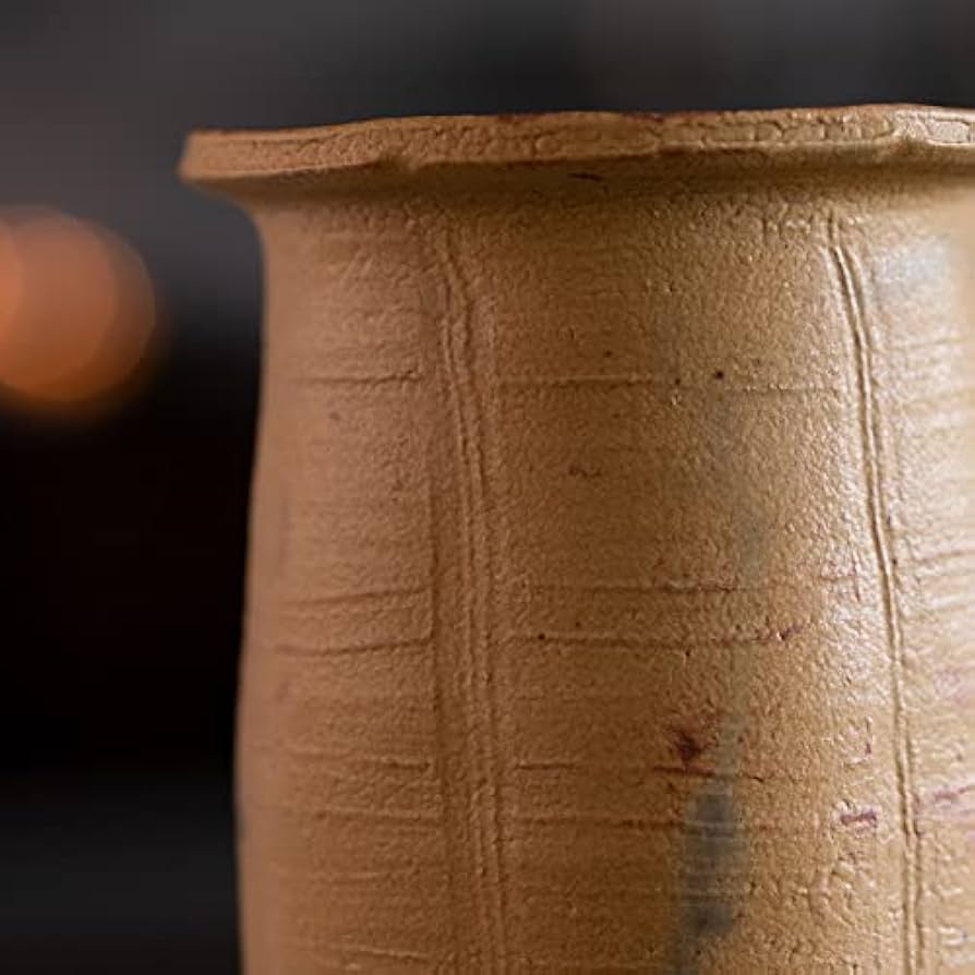 Amazon.co.jp: 【共箱付】柚手黄瀬戸花器(YS-234) 作家「瀬津義雄