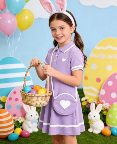 Move Dance Little Girls Sporty Dress Size 6-7 Purple Sundress with Bag - image 2