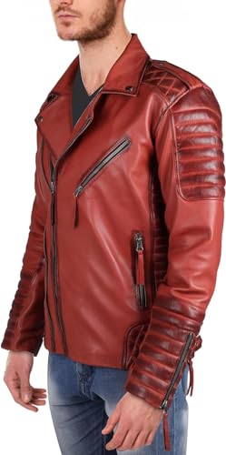 Image of Men Leather Jacket - Lambskin Winter Vintage Motorcycle Biker Jacket, Coat Soft & Stylish Moto Ride & Racing Jacket's