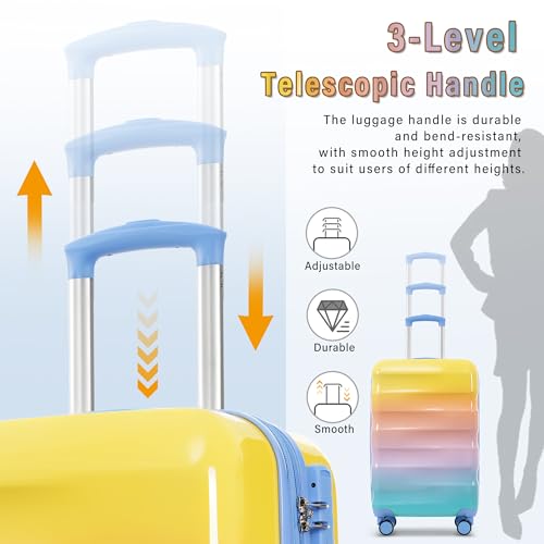 20 Inch Carry On Luggage with Cup Holder, Suitcase Set 2 Piece Luggage Set, Carry On Travel Luggage with TSA Lock Spinner Wheels, Hard Shell ABS Suitcase with Double Spinner Wheels3