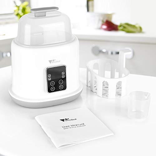 Double Bottle Warmer, Amzdeal 6 in 1 Baby Bottle Warmer & Steri-li-zer with LED Display Timer, Ultra-Fast Heating,Defrost, Touchscreen Smart Thermostat Warmer for Food Milk Heating, BPA Free - Thumbnail 3
