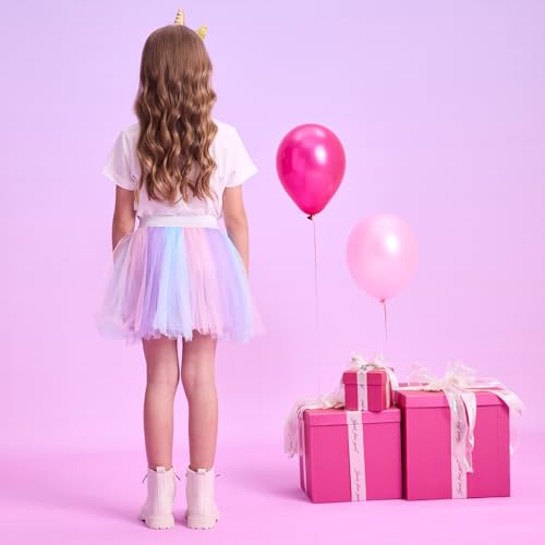 Image of DXTON Girls Tutu Skirt Rainbow Toddler Tulle Ballet Dance Skirt for 3-10Y