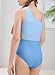 blibean Teen Girls Swimsuits Little Kids Summer One Piece Hawaii Beach Bathing Suit Tween Girl Fashion Color Block Swimwear Traje De Baño para Niñas Size 12-13 Year Old Light Blue